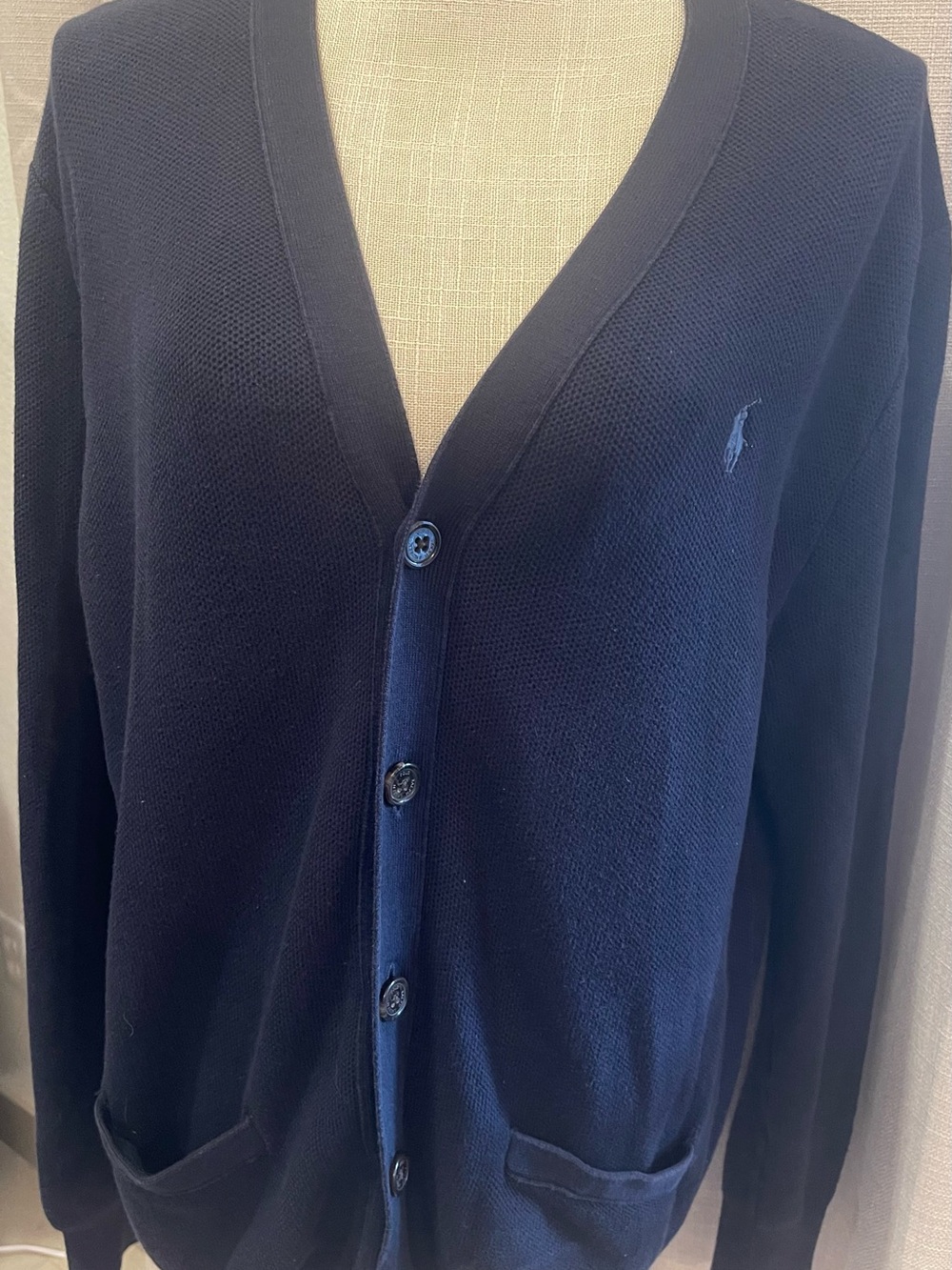 Ralph Lauren Men’s Dark Navy V-Neck Button Cardigan
